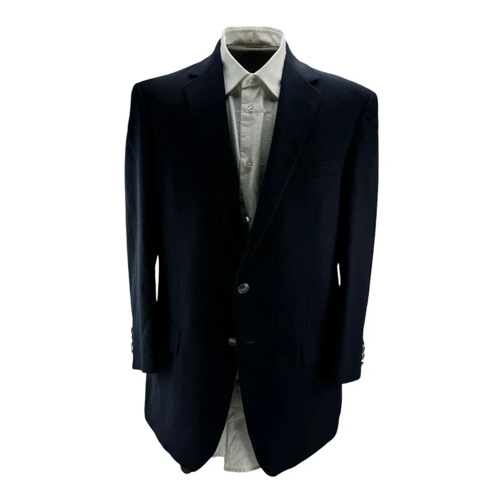 Joseph Abboud 2‎ Button Double Vent Reda Super 110 Wool Blazer 44R Blue w/ Metal